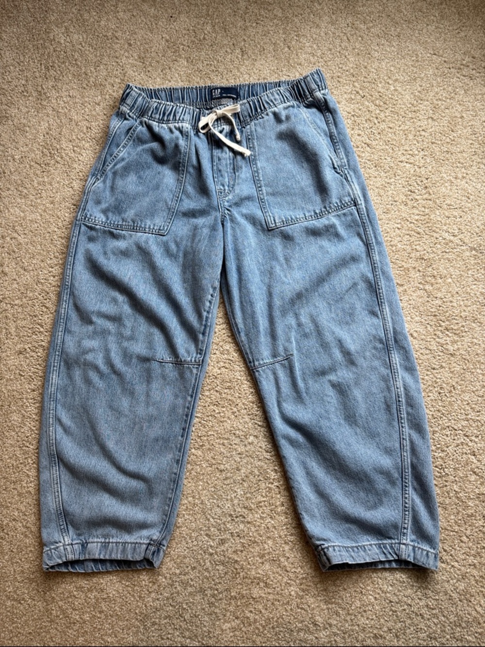 GAP Mid Rise SuperSoft Pull-On Barrel Jeans